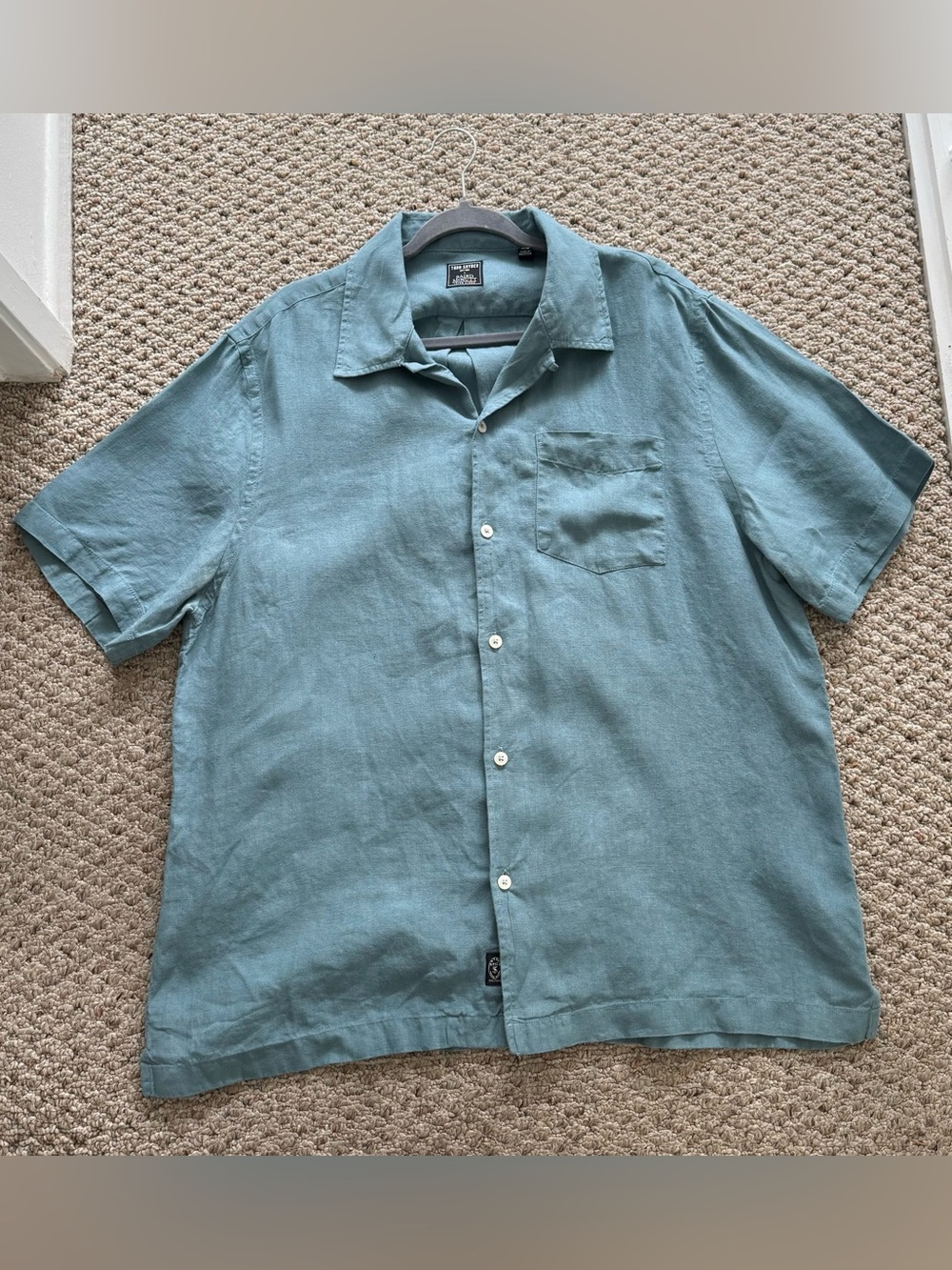 Todd Snyder Baird McNutt Irish Linen Short-Sleeve Button-Down Shirt in Oil Blue